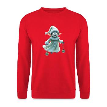 Winter Gnome with Jingle Bells - Unisex Sweatshirt - red - Front - Alina (178cm) & Michal (187cm)