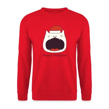 Funny Christmas cat - Unisex Sweatshirt - red - Front - Alina (178cm) & Michal (187cm)