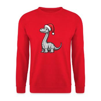 Dinosaurier brontosaurus Weihnachten - Unisex Pullover - Rot - Vorne - Alina (178cm) & Michal (187cm)