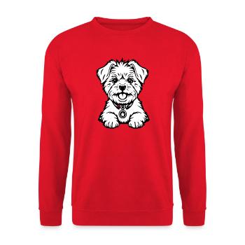 Dog White White Dog Dog Head T-shirt Gift - Unisex Sweatshirt - red - Front - Alina (178cm) & Michal (187cm)