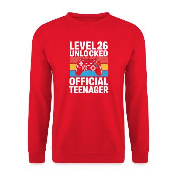 Level 26 freigeschalteter offizieller Teenager - Unisex Pullover - Rot - Vorne - Alina (178cm) & Michal (187cm)
