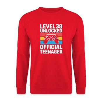 Level 38 Unlocked Teenager - Unisex Sweatshirt - red - Front - Alina (178cm) & Michal (187cm)