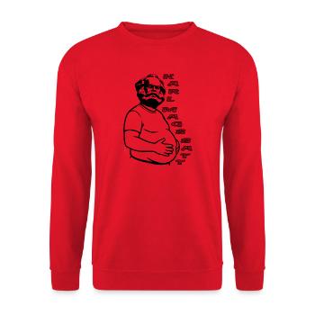 Karl Marx Fun Design Karl Mags Satt - Sweat-shirt Unisexe - rouge - Devant - Alina (178cm) & Michal (187cm)