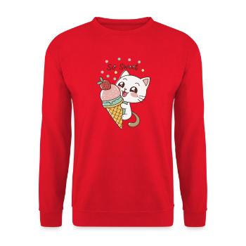 Chaton gourmand et glace pastel - Unisex Sweatshirt - red - Front - Alina (178cm) & Michal (187cm)