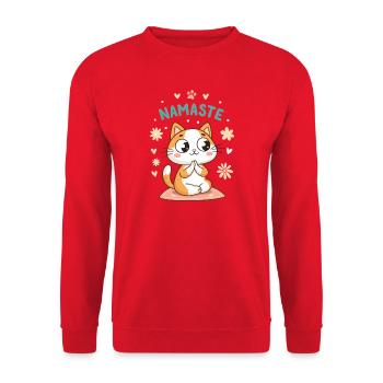 Namaste Chat Kawaï Pastel - Sweat-shirt Unisexe - rouge - Devant - Alina (178cm) & Michal (187cm)