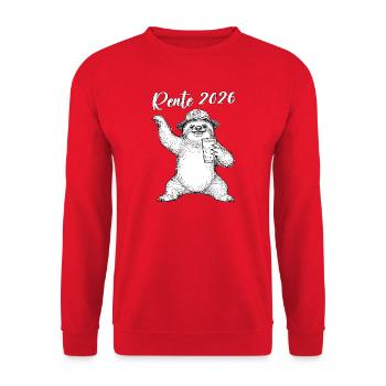 Sloth 2026 Sloth Retiree Lazy Colleague - Unisex Sweatshirt - red - Front - Alina (178cm) & Michal (187cm)