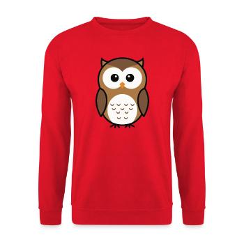 Style minimaliste de chouette curieuse mignonne - Sweat-shirt Unisexe - rouge - Devant - Alina (178cm) & Michal (187cm)