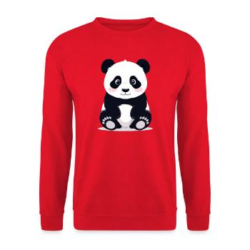 Sitzender Kuschelpanda kleiner süßer Pandabär - Unisex Pullover - Rot - Vorne - Alina (178cm) & Michal (187cm)
