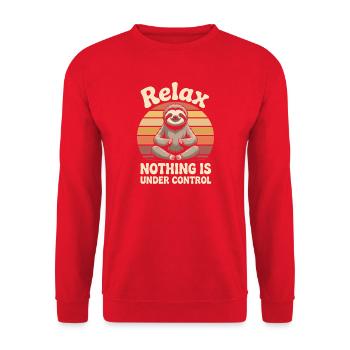 Entspann dich Faultier, Zen-Sonnenuntergang - Unisex Pullover - Rot - Vorne - Alina (178cm) & Michal (187cm)