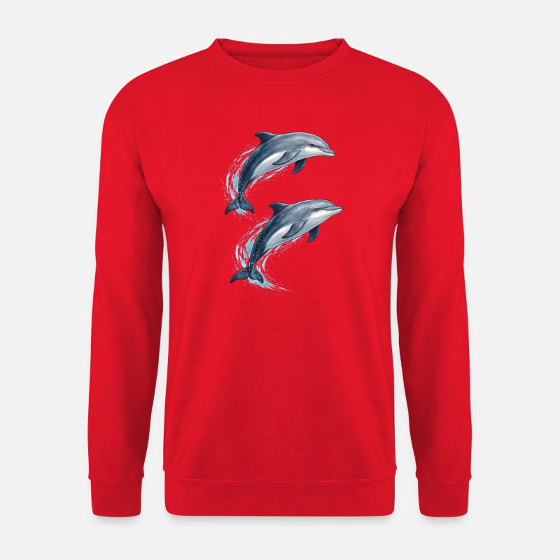 Two jumping dolphins illustration - Unisex Sweatshirt - red