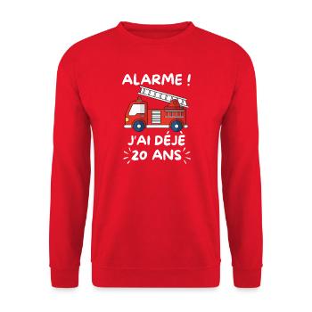 Camion Pompier 20 Ans Anniversaire - Sweat-shirt Unisexe - rouge - Devant - Alina (178cm) & Michal (187cm)