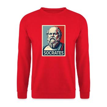 Portrait pop art de Socrate - Sweat-shirt Unisexe - rouge - Devant - Alina (178cm) & Michal (187cm)