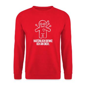  Natürlich Denke Ich An Dich Lustiger Voodoo - Unisex Pullover - Rot - Vorne - Alina (178cm) & Michal (187cm)