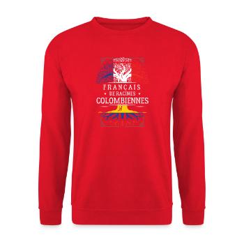 Francais De Racines Colombiennes T-Shirt Cadeau... - Sweat-shirt Unisexe - rouge - Devant - Alina (178cm) & Michal (187cm)