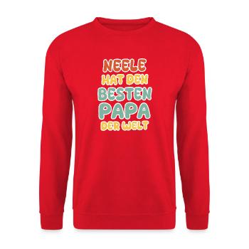 NEELE HAT DEN BESTEN PAPA DER WELT - Unisex Pullover - Rot - Vorne - Alina (178cm) & Michal (187cm)
