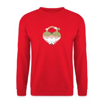 Herzlandschaft mit Regenbogen - Unisex Pullover - Rot - Vorne - Alina (178cm) & Michal (187cm)