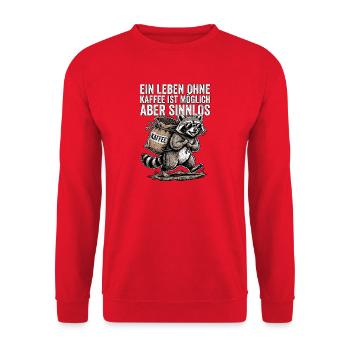 Kaffee Waschbär - Unisex Pullover - Rot - Vorne - Alina (178cm) & Michal (187cm)