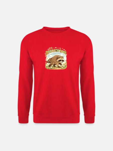 Raccoon Love – Süßer Waschbär im Vintage-Aquarell - Unisex Pullover - Rot