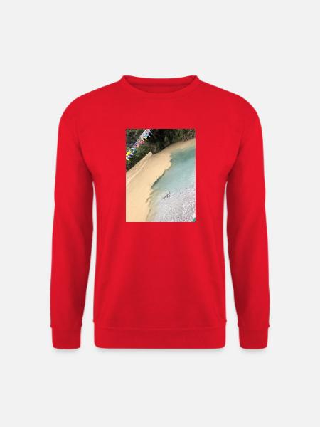 Tropischer Strand mit bunten Flaggen - Unisex Pullover - Rot