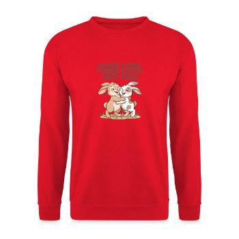Make Love, Not War – Cute Bunny Hug - Unisex Sweatshirt - red - Front - Alina (178cm) & Michal (187cm)