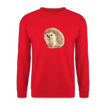 Water-coloured hedgehog cuddle motif - Unisex Sweatshirt - red - Front - Alina (178cm) & Michal (187cm)
