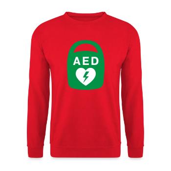 AED Heart Emergency Medical Icon - Unisex Sweatshirt - red - Front - Alina (178cm) & Michal (187cm)