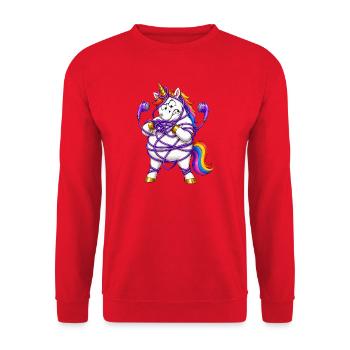 Unicorn Tangled In Earbuds - Unisex Sweatshirt - red - Front - Alina (178cm) & Michal (187cm)