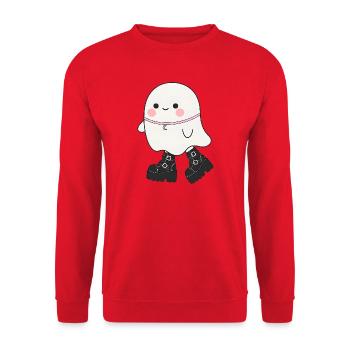 Kawaii Ghost with Platform Boots - Unisex Sweatshirt - red - Front - Alina (178cm) & Michal (187cm)