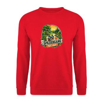 Spaziergang tut gut - Unisex Pullover - Rot - Vorne - Alina (178cm) & Michal (187cm)