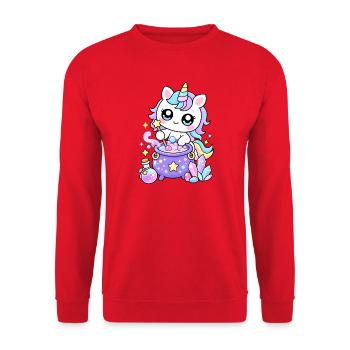 Einhornpastellmagie und -trank - Unisex Pullover - Rot - Vorne - Alina (178cm) & Michal (187cm)