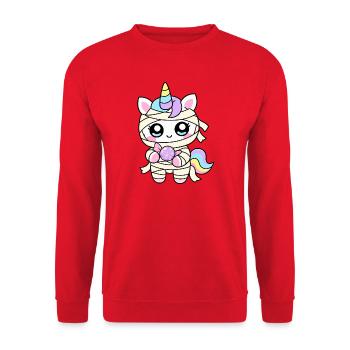 Einhorn-Mumie - Unisex Pullover - Rot - Vorne - Alina (178cm) & Michal (187cm)