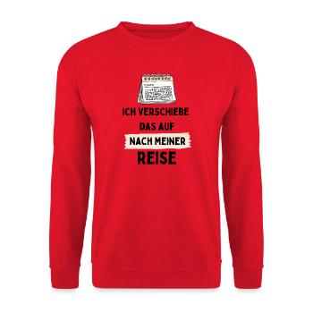 Ich verschiebe das auf nach meiner Reise - Unisex Pullover - Rot - Vorne - Alina (178cm) & Michal (187cm)
