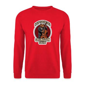 Kontrabass Fundament Grundton Shirt - Unisex Pullover - Rot - Vorne - Alina (178cm) & Michal (187cm)