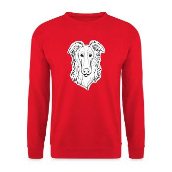 Barsoi-Windhund (Nah/Porträt) - Unisex Pullover - Rot - Vorne - Alina (178cm) & Michal (187cm)