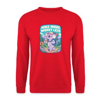 Koala Wanderlust – Mehr Weg Weniger Sorgen - Unisex Pullover - Rot - Vorne - Alina (178cm) & Michal (187cm)