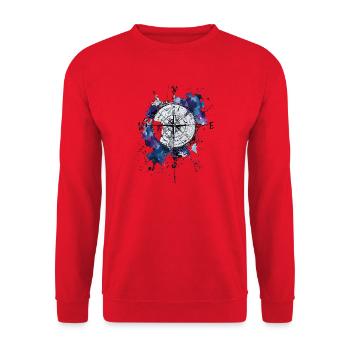 Kompass Reisen Abenteuer Navigation Outdoor Motiv - Unisex Pullover - Rot - Vorne - Alina (178cm) & Michal (187cm)