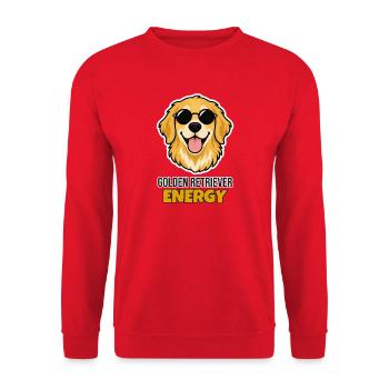 Golden Retriever Energy – Hund mit Sonnenbrille - Unisex Pullover - Rot - Vorne - Alina (178cm) & Michal (187cm)