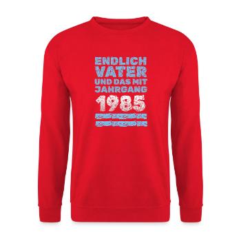 Vater 1985 - Unisex Pullover - Rot - Vorne - Alina (178cm) & Michal (187cm)