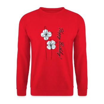 Happy Birthday - Unisex Pullover - Rot - Vorne - Alina (178cm) & Michal (187cm)