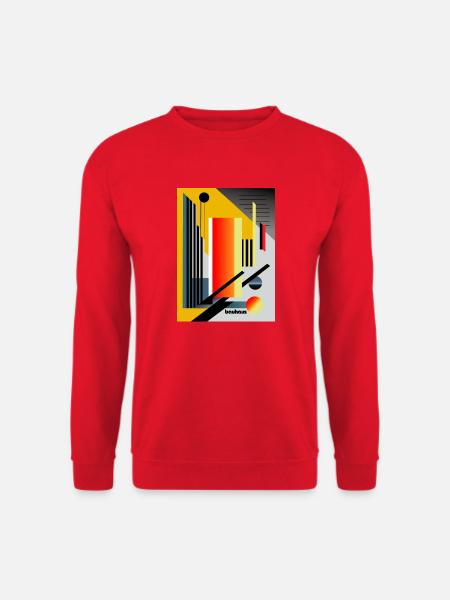 Gelbe und rote Illustration inspiriert vom Bauhaus - Unisex Pullover - Rot