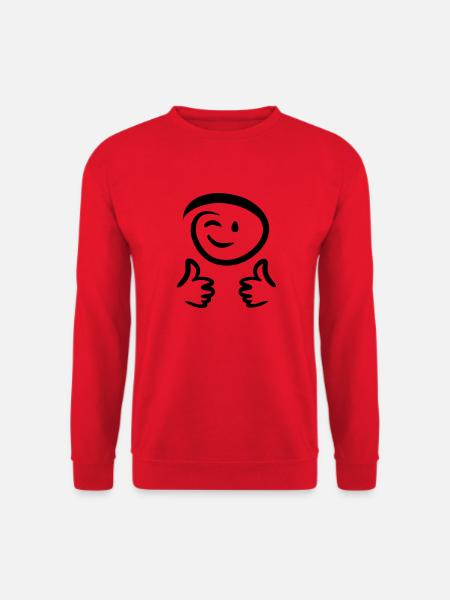 Le visage fait un clin d’œil, montre deux pouces en l’air. Émoticône. - Sweat-shirt Unisexe - rouge