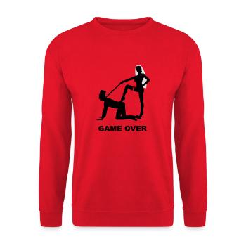 Game over Junggesellenabschied Bräutigam kniet - Unisex Pullover - Rot - Vorne - Alina (178cm) & Michal (187cm)