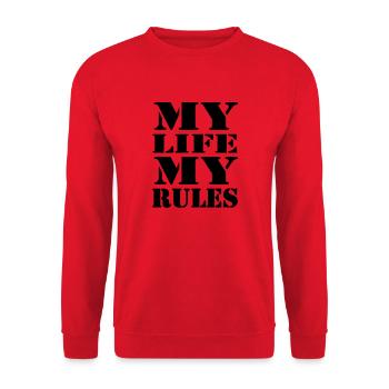 My Life, my Rules - Unisex Sweatshirt - red - Front - Alina (178cm) & Michal (187cm)