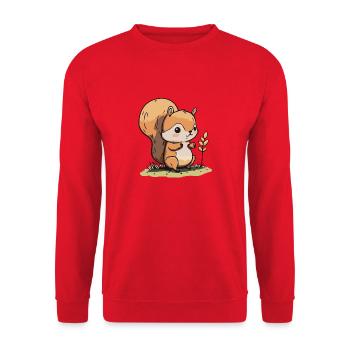 Eichhoernchen Squrirrel Comic Cute Kawaii 3 - Unisex Pullover - Rot - Vorne - Alina (178cm) & Michal (187cm)