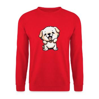 Illustration Comic Cute Kawaii Hund Kunststück - Unisex Pullover - Rot - Vorne - Alina (178cm) & Michal (187cm)