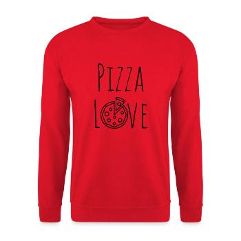 Pizza Love Kochen Essen schwarz Spruch Küche - Unisex Pullover - Rot - Vorne - Alina (178cm) & Michal (187cm)