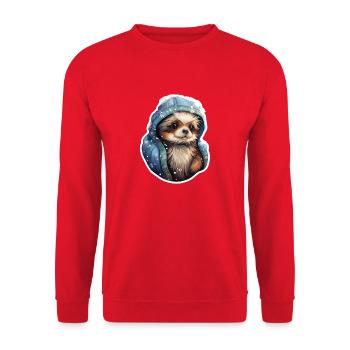 Artistic Golden Retriever with anorak - Unisex Sweatshirt - red - Front - Alina (178cm) & Michal (187cm)