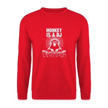 Monkey is a DJ - Unisex Sweatshirt - red - Front - Alina (178cm) & Michal (187cm)