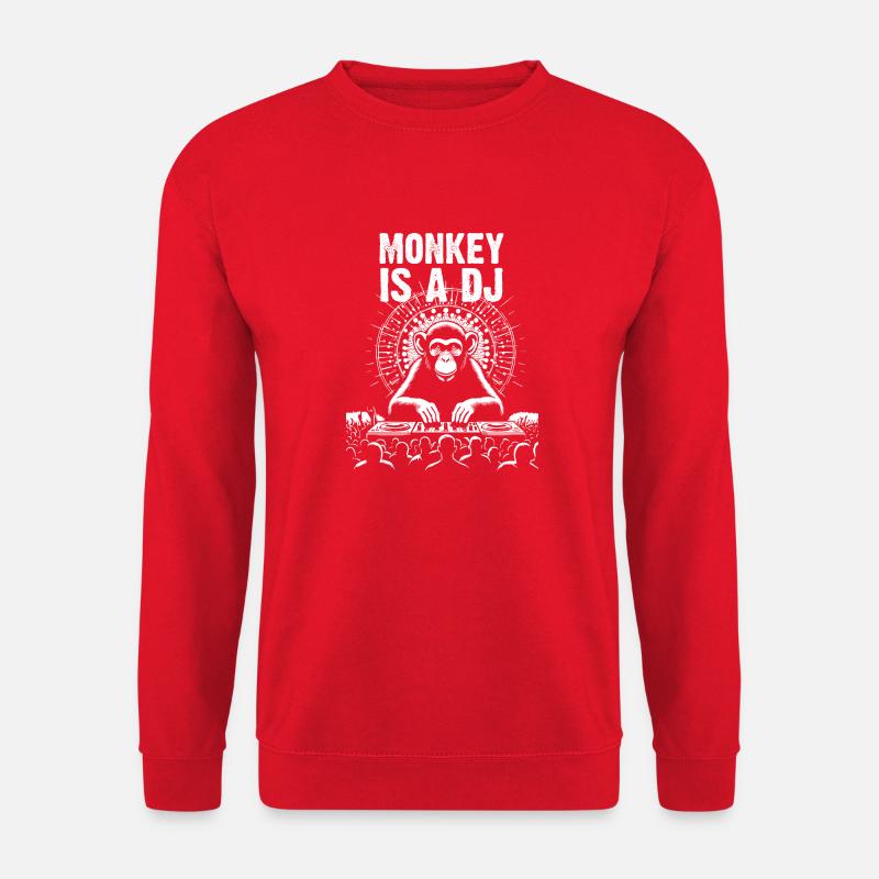 Monkey ist ein DJ - Unisex Pullover - Rot