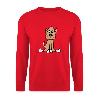 chien assis mignon petit chiot heureux animal de compagnie - Sweat-shirt Unisexe - rouge - Devant - Alina (178cm) & Michal (187cm)